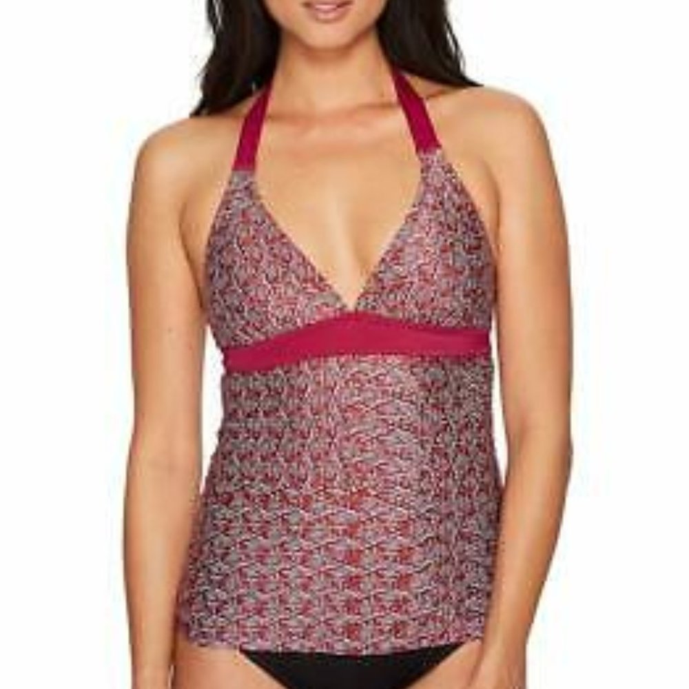 PRANA XS NWT Pomegranate Seashells Lahari Tankini Top Halter Swimsuit